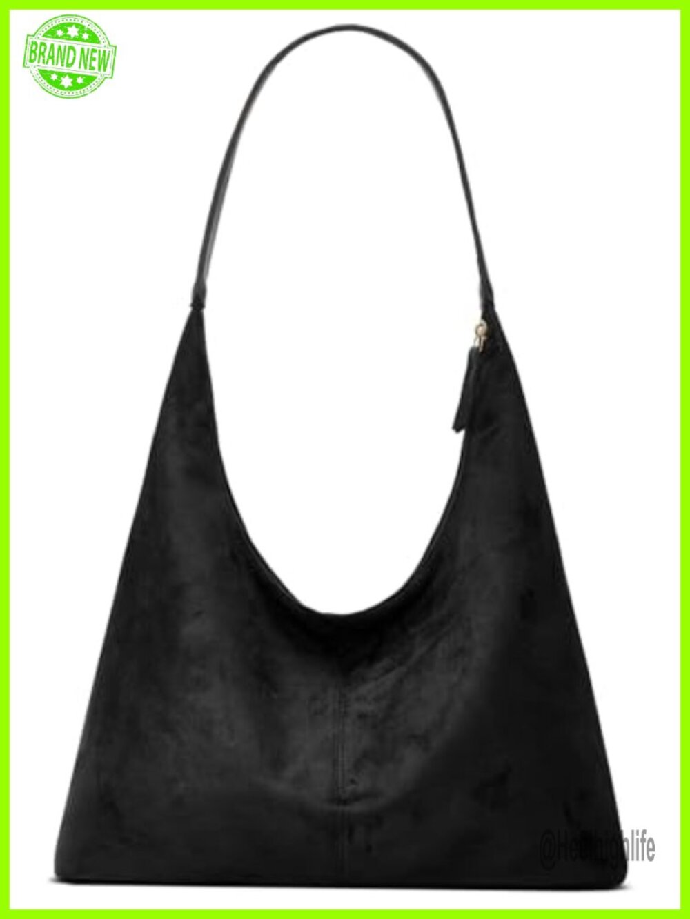 Faux Suede Hobo Tote Bag Women Slouchy Shoulder Purse Handbag
